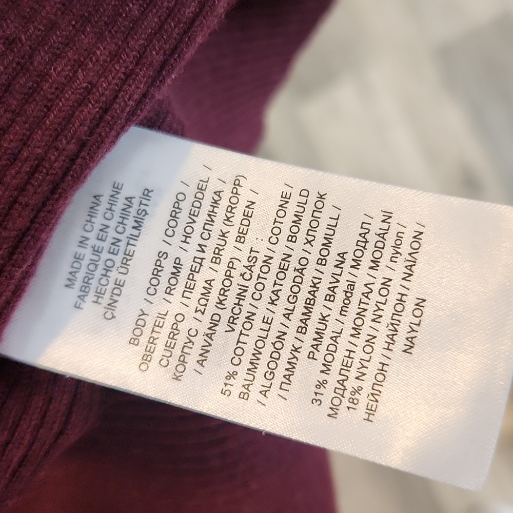 Ralph Lauren‎ Burgundy Open Front Longline Ribbed Cardigan Size Large - Picture 7 of 7